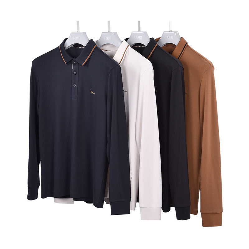卸売 オーダーメイド デザイン 男性 シンプル ロング袖 ポーロ ローゴシャツ 綿のTシャツ