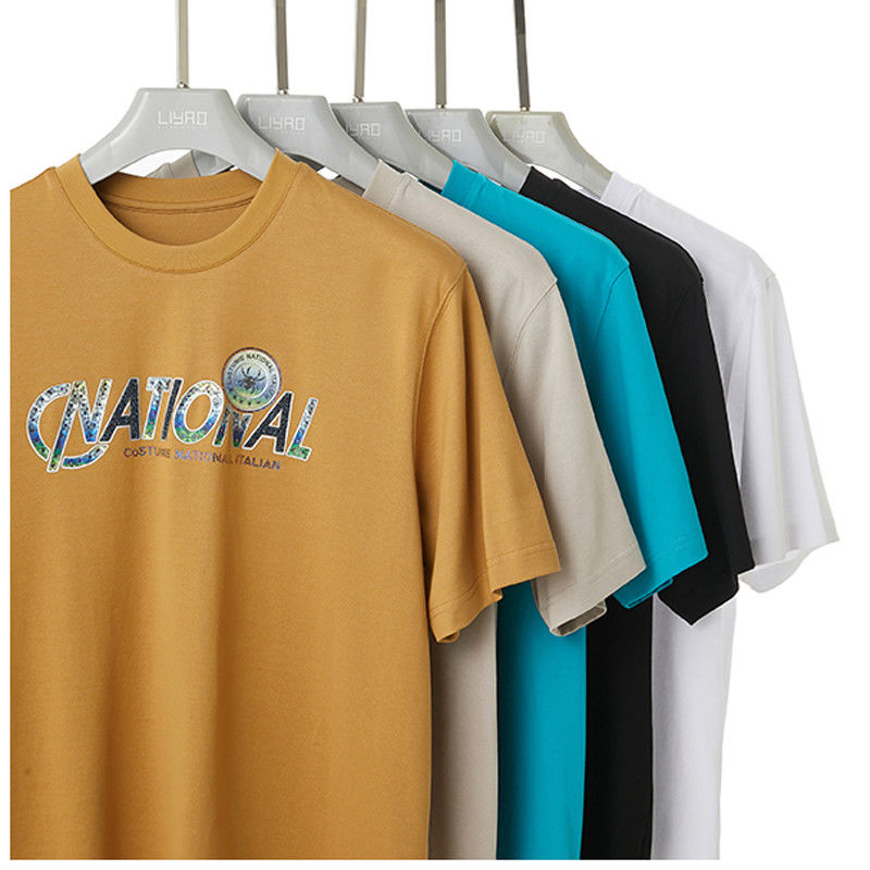 パーソナライズできる 透ける クルーネックシャツ S M L サイズ オーバーサイズ 男性Tシャツ 100% 綿 240g