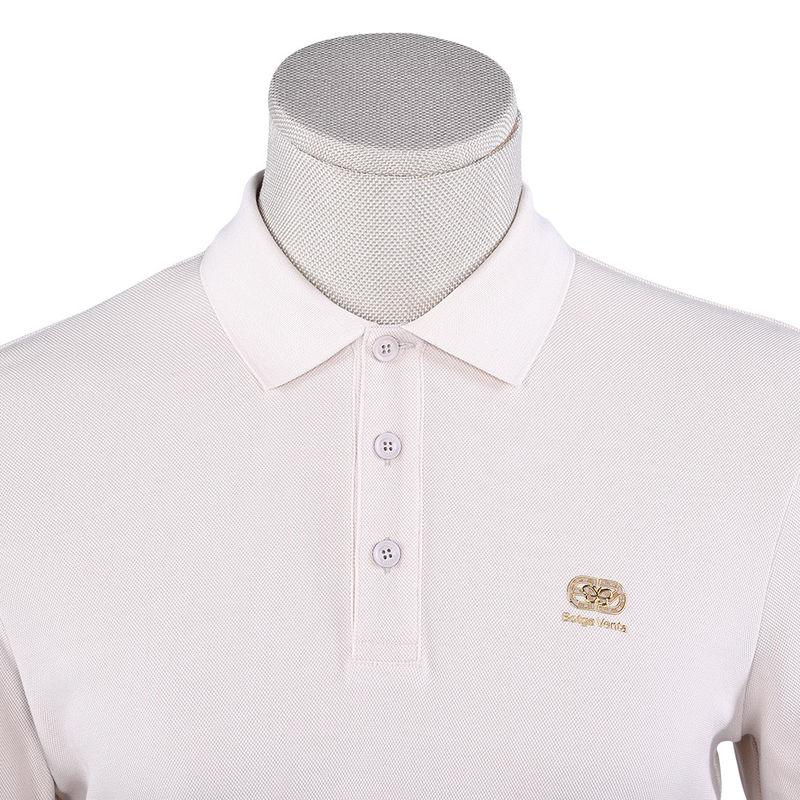 カスタムロゴ スリムフィット ポロシャツ 脱毛防止 黒 編み織り法