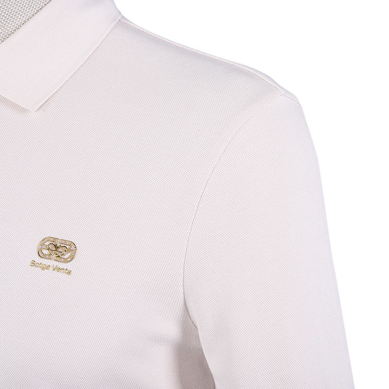 カスタムロゴ スリムフィット ポロシャツ 脱毛防止 黒 編み織り法