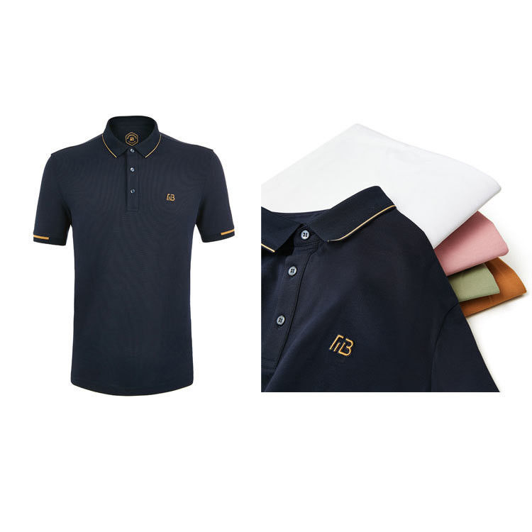 100%綿製 男性用 シンプルポロTシャツ ポロネックカラーと緑色印刷