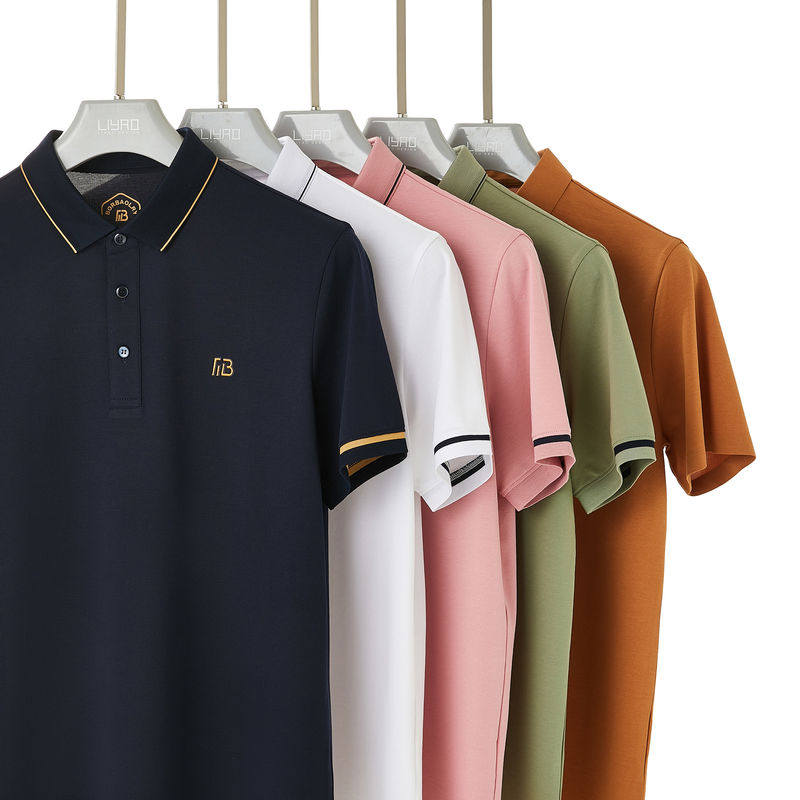 100%綿製 男性用 シンプルポロTシャツ ポロネックカラーと緑色印刷