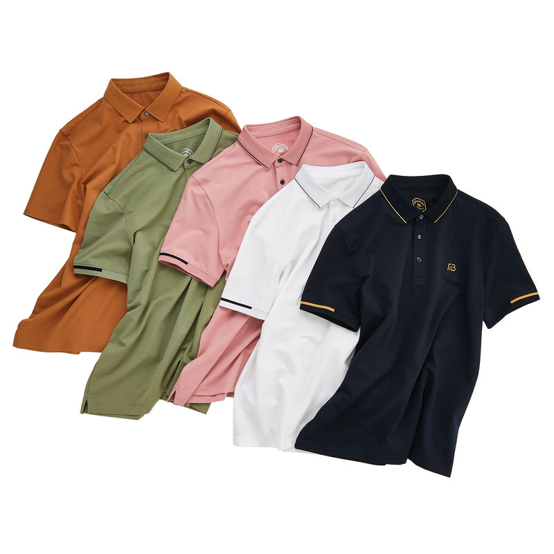 100%綿製 男性用 シンプルポロTシャツ ポロネックカラーと緑色印刷