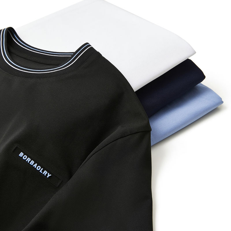 230gm コットンTシャツ 男性用 短袖オ ネック 編み物 クルーカラー