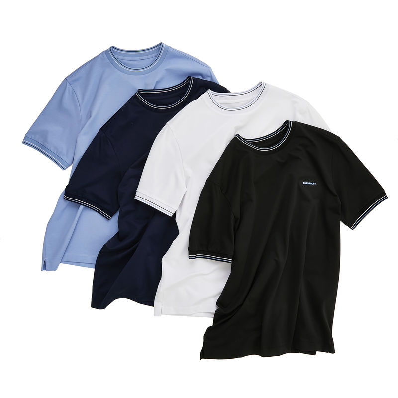 230gm コットンTシャツ 男性用 短袖オ ネック 編み物 クルーカラー