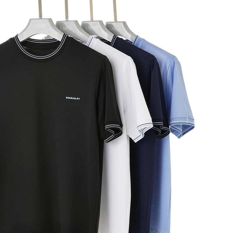 230gm コットンTシャツ 男性用 短袖オ ネック 編み物 クルーカラー