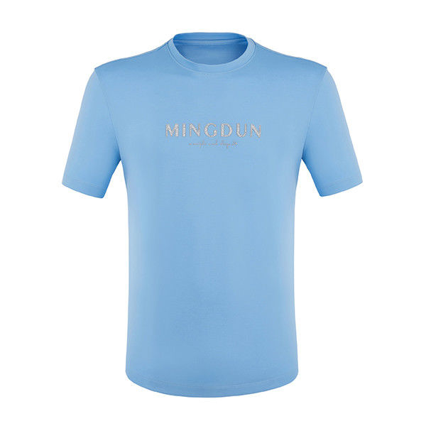 普通の長さ 春 夏 青 短袖 シンプル 100% コットン 男性用 カスタムTシャツ