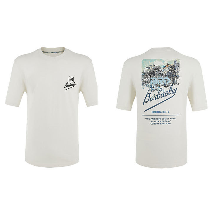 編み物 カスタム 100% コットン 装着Tシャツ 男性用 休日用 オフィス用