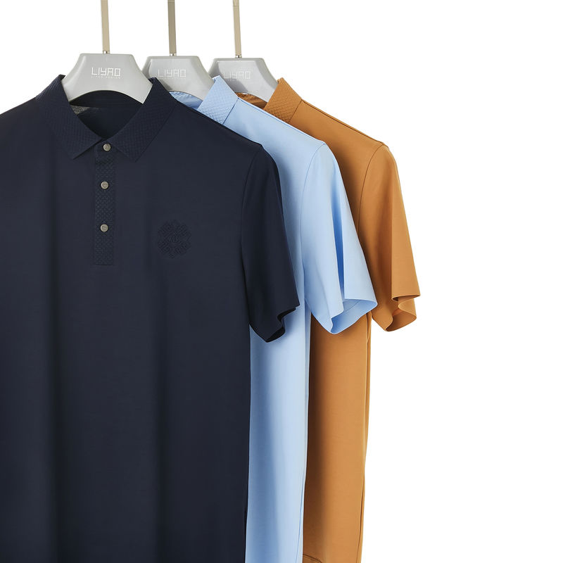 オーダーメイド カラー ロゴ ポロ スパンデックス ナイロン 男性 Tシャツ OEM ODM パターンのためのシームレス