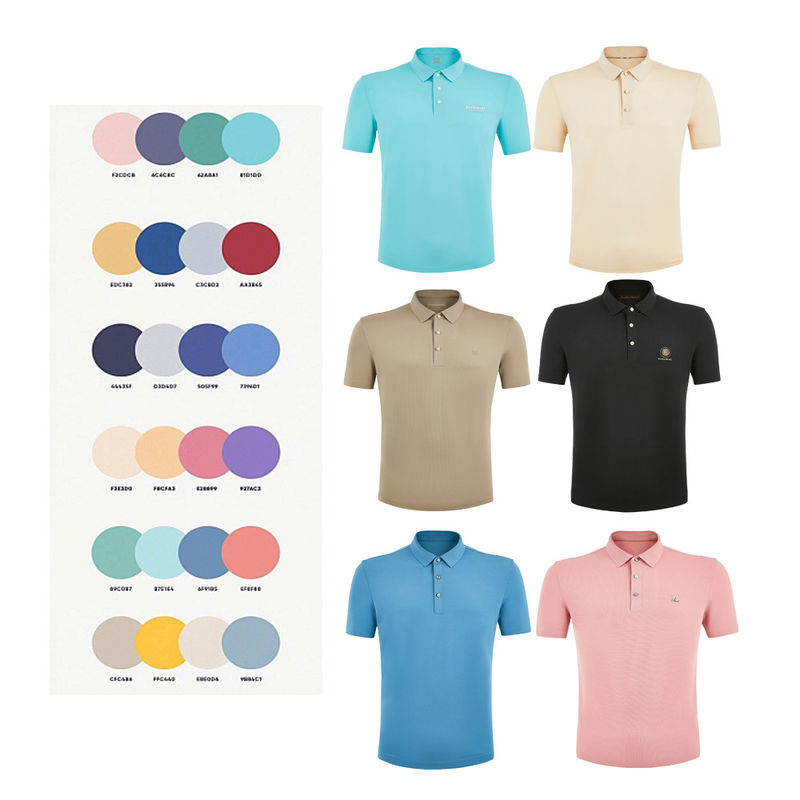 オーダーメイド カラー ロゴ ポロ スパンデックス ナイロン 男性 Tシャツ OEM ODM パターンのためのシームレス
