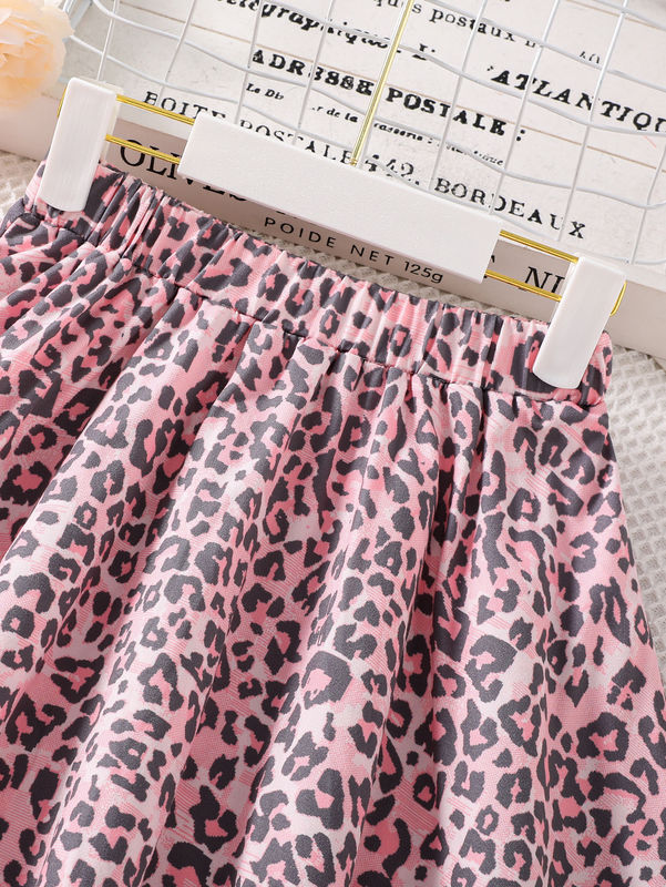 少女 短スカート 服 レオパード 91%ポリエステル 9%スパンデックス