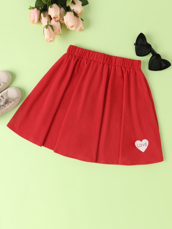 女の子 赤い短スカートとドレス ポリエステルスペンデックス