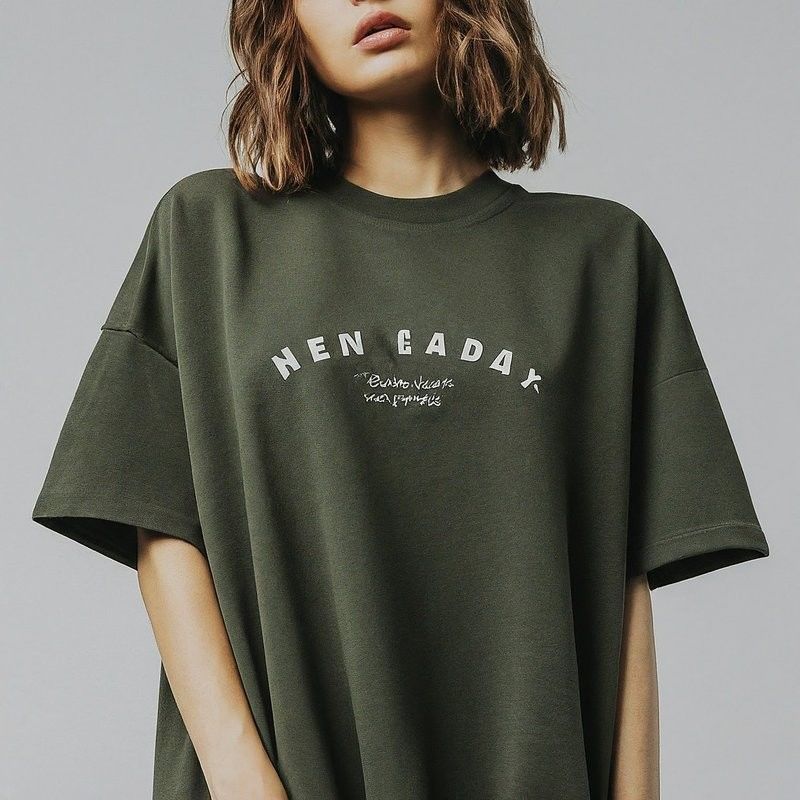 グラフィック オーバーサイズ カスタム 女性用Tシャツ 220グラム 編み物 丸い首