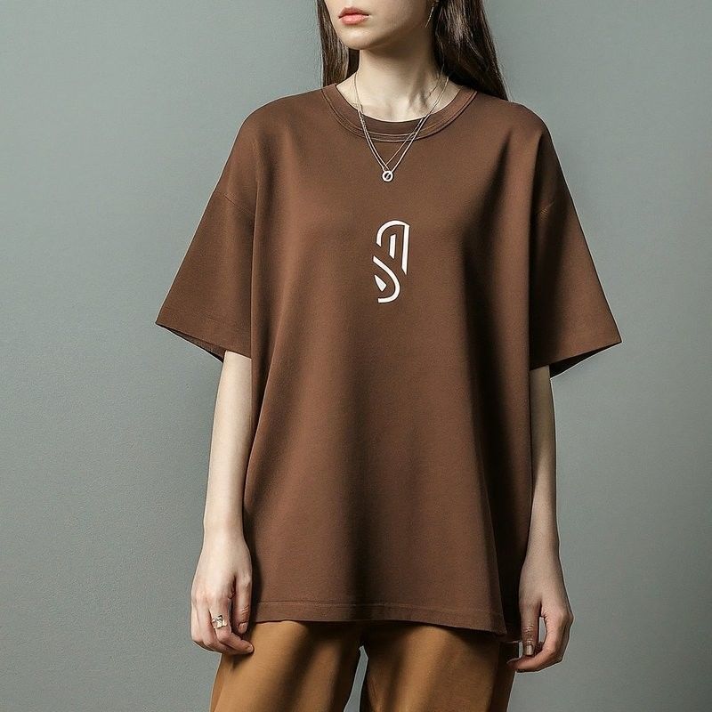 グラフィック オーバーサイズ カスタム 女性用Tシャツ 220グラム 編み物 丸い首