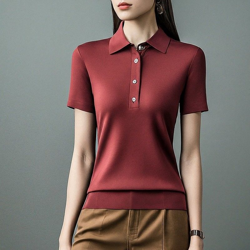 短袖 編み物 女性 ポロシャツ シンプル 染色 抗 むくみ OEM ODM