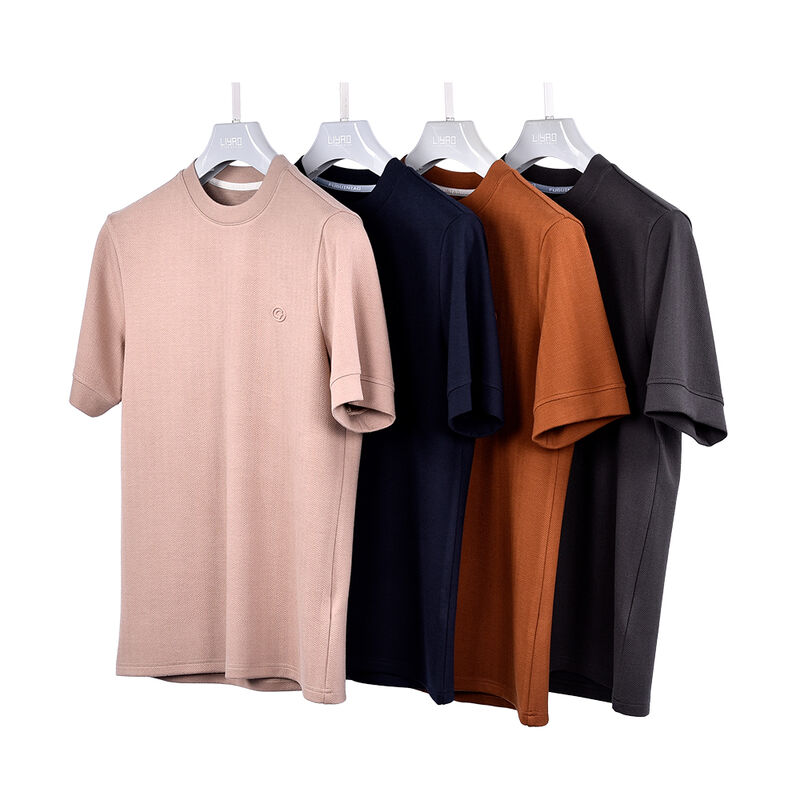 卸売カスタムロゴラベルデザイン 速乾性 通気性 防シワ 無地 Tシャツ 高品質 メンズ用モックネック 無地