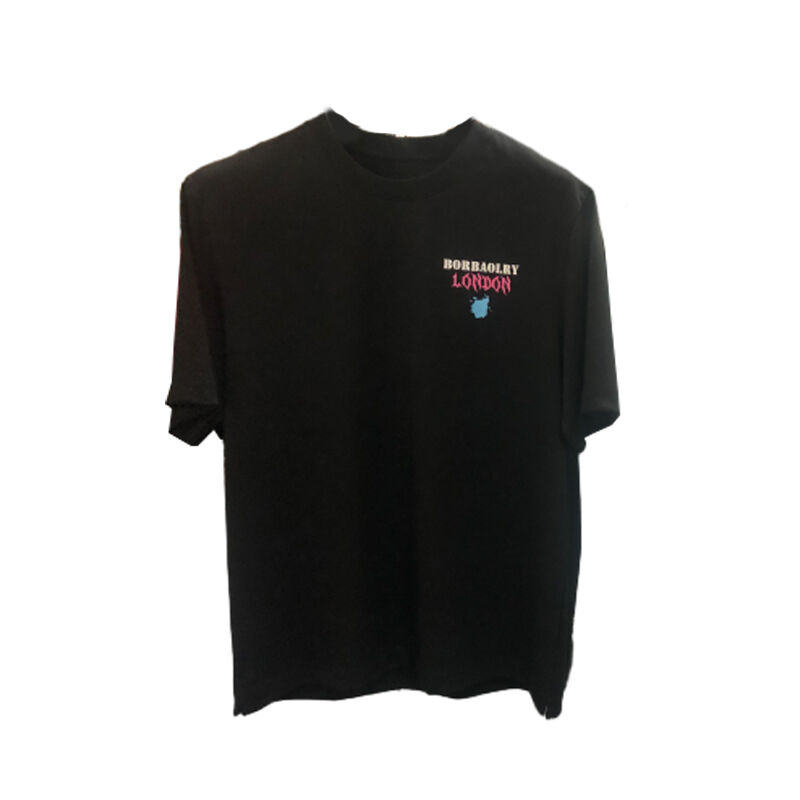 工場直販 カスタムロゴ刺繍プリント ヘビーウェイト ドロップショルダー メンズTシャツ ブラック ホワイト