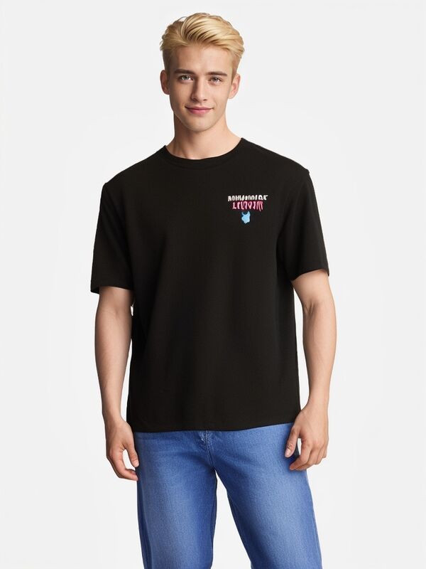 工場直販 カスタムロゴ刺繍プリント ヘビーウェイト ドロップショルダー メンズTシャツ ブラック ホワイト