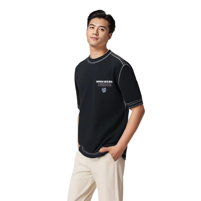 競争力のある価格 オーダーメイド ロゴ 重量 オーバーサイズ 100% コットン 黒 オネック 男性用Tシャツ