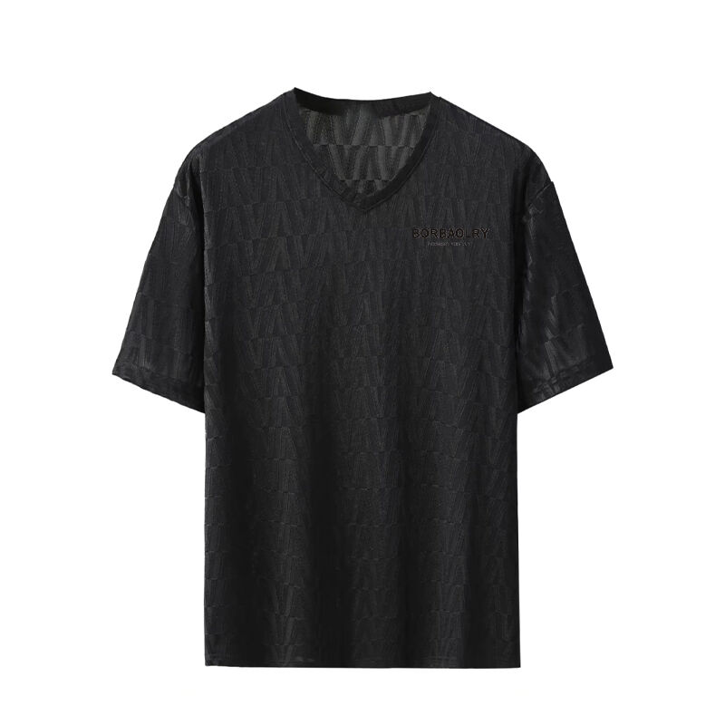 2025年夏 メンズ ハイエンド チェック柄 アイスシルク 半袖Tシャツ エレガント ラグジュアリー レジャー 五分袖 トップ ゆったり ニット 新品