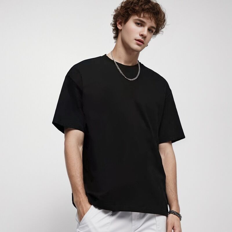 男性用 カスタマイズされた高品質の赤Tシャツ 男性用重量重量型リブド クルーネックTシャツ