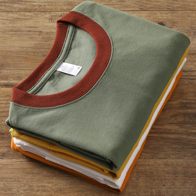 メーカー卸売 カスタムカラーブロックステッチTシャツ ユニセックス ヘビーウェイト 高品質 ツートーン パッチワークTシャツ