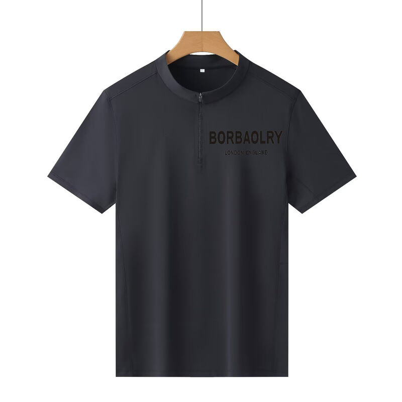 男性用 スポーツセーター トップス クォータージップスタンド ネックレス 固体スポーツシャツ 男性用Tシャツ 短袖 軽量 ドライジム