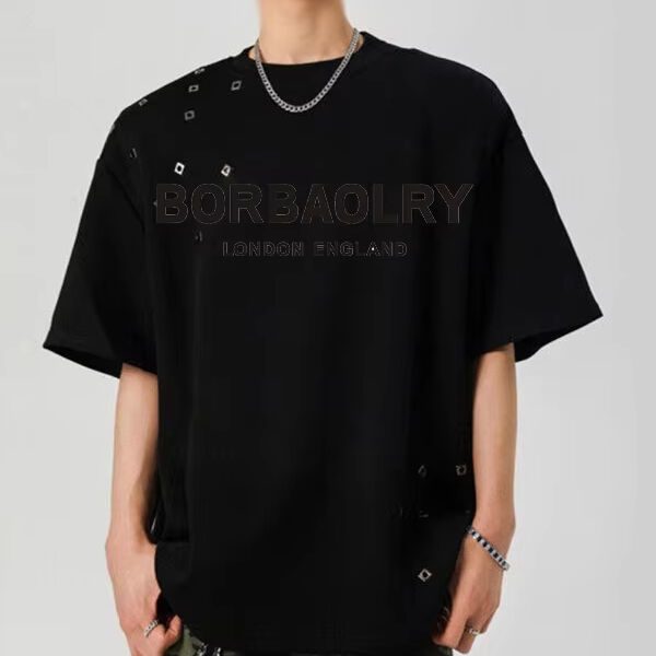 OEM ブラック オーバーサイズ Tシャツ メンズ グラフィック アシッドウォッシュ ヴィンテージ カスタム Tシャツ DTG 卸売 ウォッシュドTシャツ ヘビーウェイト Tシャツ