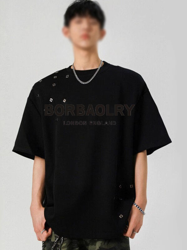 OEM ブラック オーバーサイズ Tシャツ メンズ グラフィック アシッドウォッシュ ヴィンテージ カスタム Tシャツ DTG 卸売 ウォッシュドTシャツ ヘビーウェイト Tシャツ