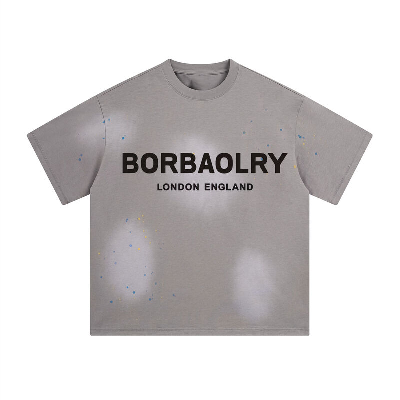 高品質 ヘビーウェイト ダメージ加工 メンズ ボクシーTシャツ アシッドウォッシュ オーバーサイズTシャツ カスタム クロップドTシャツ メンズ