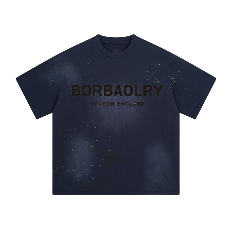 高品質 ヘビーウェイト ダメージ加工 メンズ ボクシーTシャツ アシッドウォッシュ オーバーサイズTシャツ カスタム クロップドTシャツ メンズ