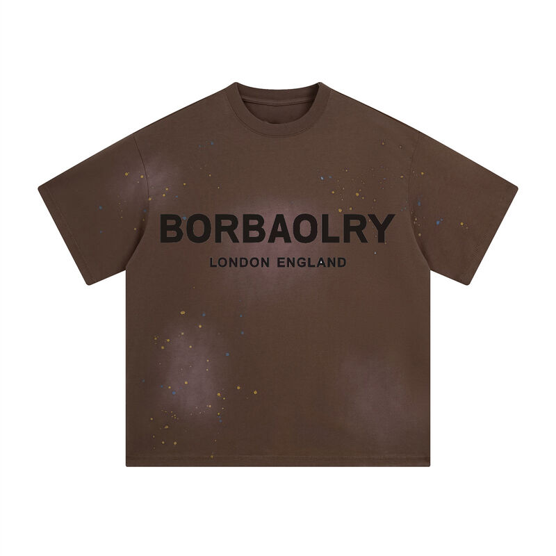 高品質 ヘビーウェイト ダメージ加工 メンズ ボクシーTシャツ アシッドウォッシュ オーバーサイズTシャツ カスタム クロップドTシャツ メンズ