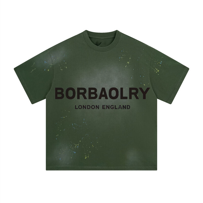 高品質 ヘビーウェイト ダメージ加工 メンズ ボクシーTシャツ アシッドウォッシュ オーバーサイズTシャツ カスタム クロップドTシャツ メンズ