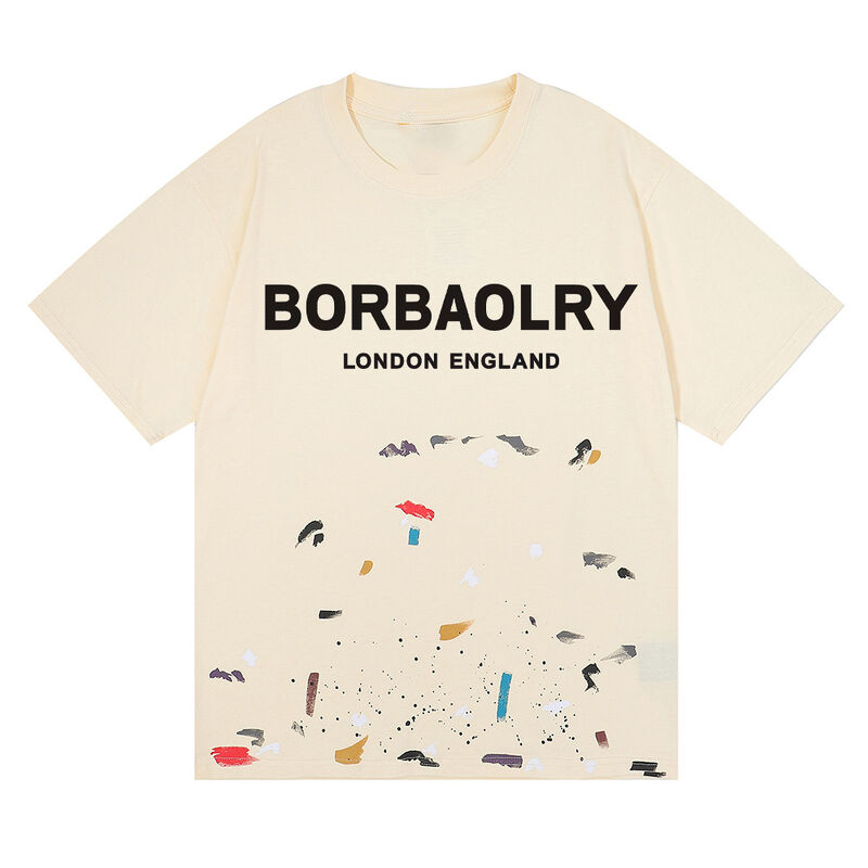 カスタム 男性用 酸洗いTシャツ ギャラリー ストリートウェア グラフィティ 塗料 スプラッシュ 綿 卸売 固形 編み物