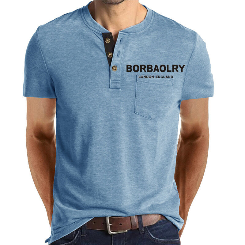 ホットセール 短袖Tシャツ カーサルTシャツ 綿 カスタマイズ 迅速乾燥 3ボタンのTシャツ 男性用