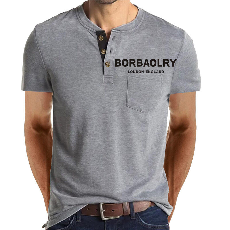 ホットセール 短袖Tシャツ カーサルTシャツ 綿 カスタマイズ 迅速乾燥 3ボタンのTシャツ 男性用