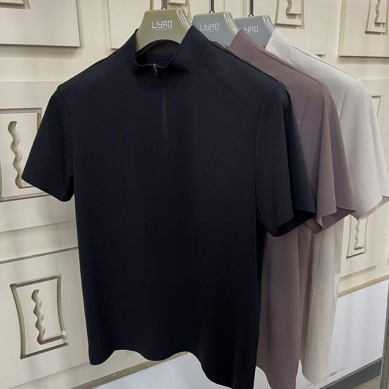 メンズ ハイネック 半袖シャツ ストレッチ 速乾 通気性 アウトドアスポーツTシャツ