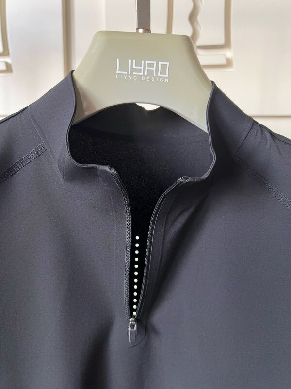 メンズ ハイネック 半袖シャツ ストレッチ 速乾 通気性 アウトドアスポーツTシャツ