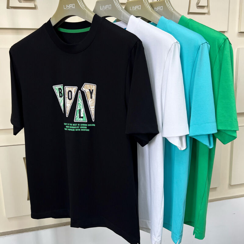 メンズ クルーネック 半袖Tシャツ、トレンディなグラフィックプリント＆刺繍Tシャツ マルチカラー カジュアル 綿100% Tシャツ メンズ