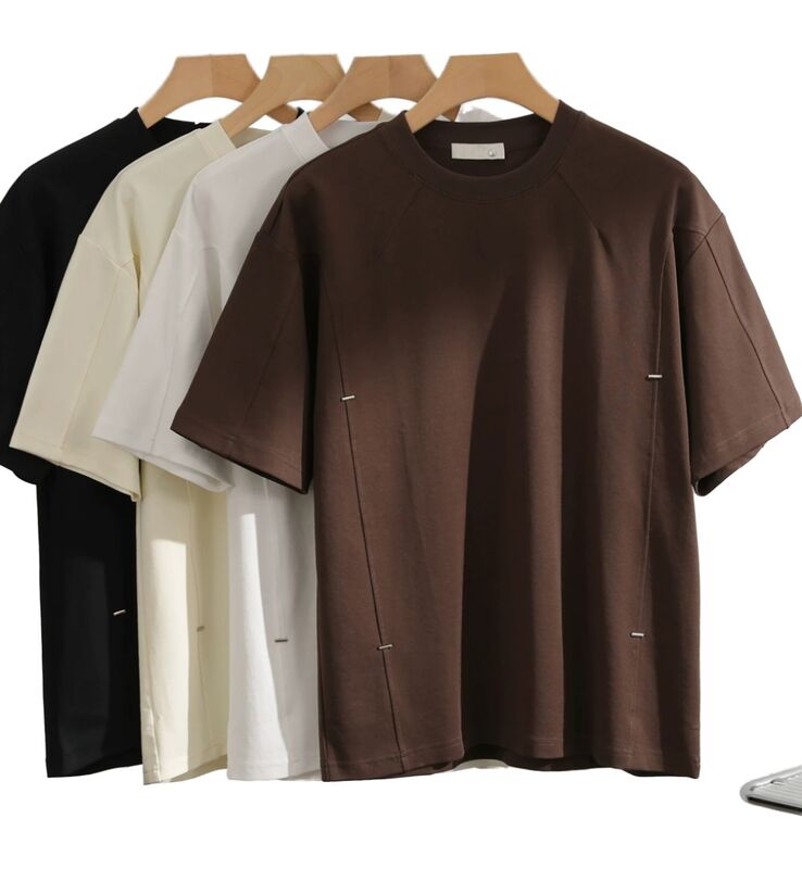 パーソナライズできる 男性用 ローズ・フィット 短袖 トップ 快適 ビンテージスタイル シンプル 固い色 カジュアルウェア