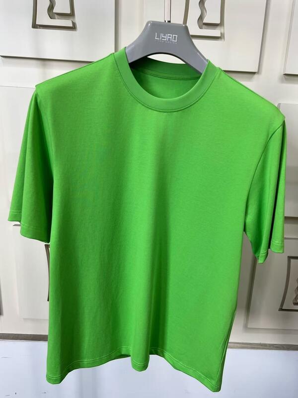 パーソナライズできる 男性用 ローズ・フィット 短袖 トップ 快適 ビンテージスタイル シンプル 固い色 カジュアルウェア