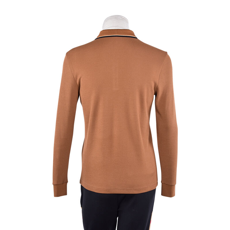 ホットセールデザイン アンチピリング無地長袖ポロシャツ コントラストカラーデザイン カスタムロゴ