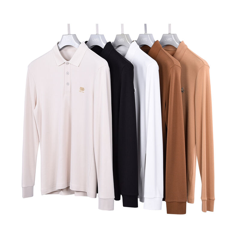 メンズ用秋色ブロックポロシャツ卸売 高品質コットン長袖メンズシャツ ユニフォーム黒ポロシャツ カスタムロゴ