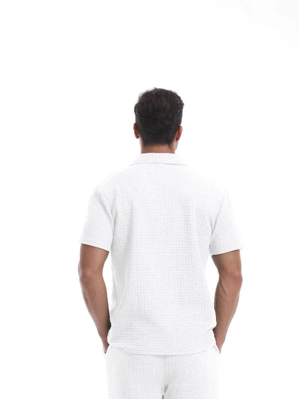 カスタム ポリエステルブレンド ストレッチフィット ジッパーポロシャツ メンズプレミアムワッフルポロシャツ