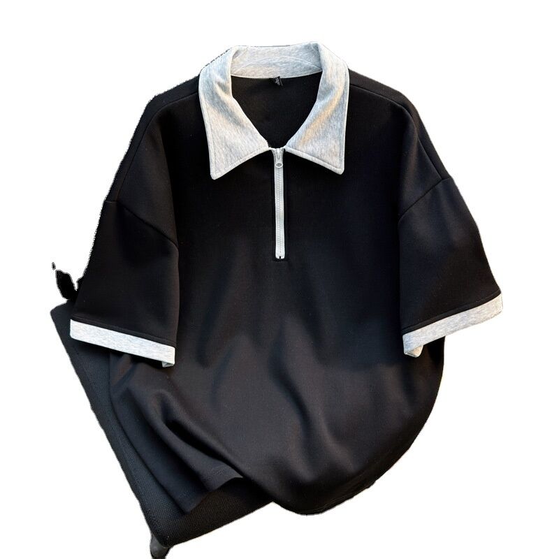 高品質卸売メンズ衣料 オーバーサイズジッパーシャツ メーカー ブランク半袖シャツ メンズ