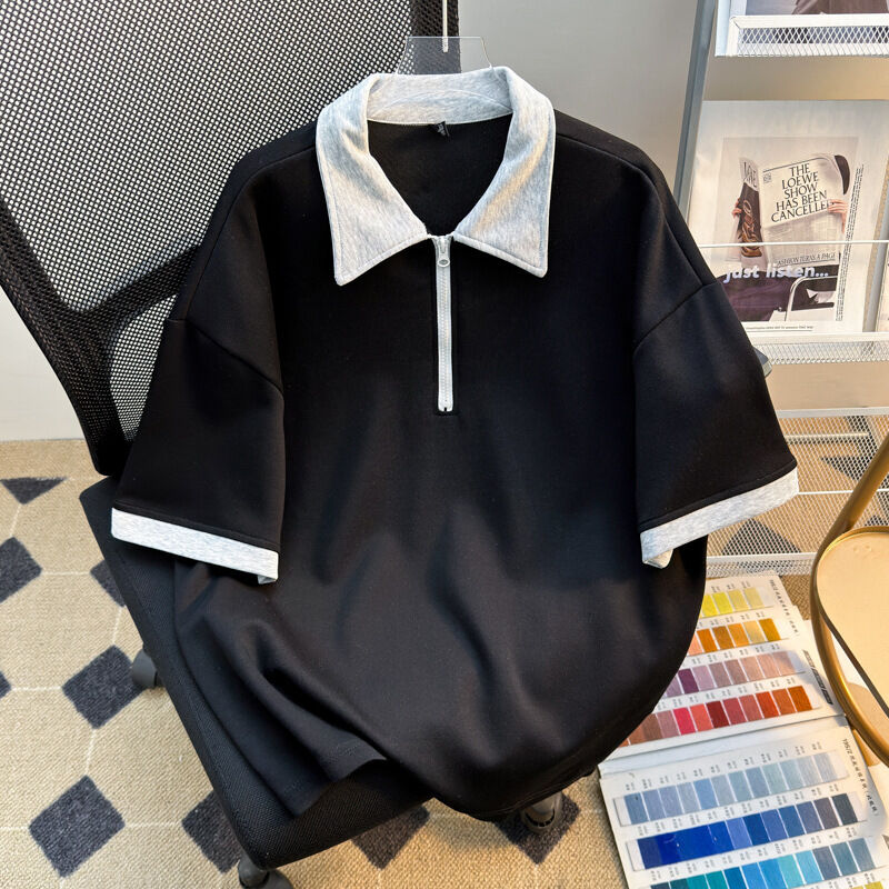 高品質卸売メンズ衣料 オーバーサイズジッパーシャツ メーカー ブランク半袖シャツ メンズ