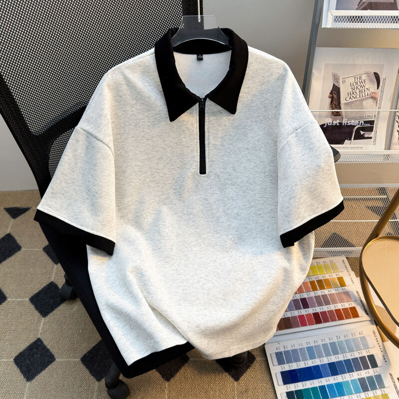 高品質卸売メンズ衣料 オーバーサイズジッパーシャツ メーカー ブランク半袖シャツ メンズ