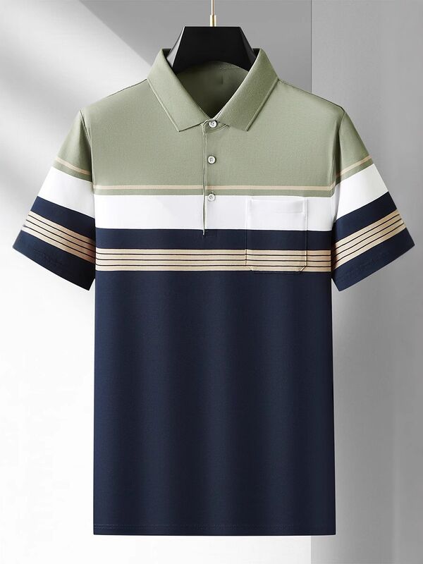夏用半袖ビジネスポロシャツ メンズ Tシャツ 薄手 ラペル ビジネス カジュアル トレンド