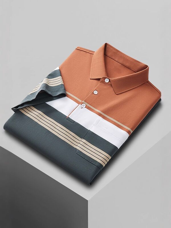 夏用半袖ビジネスポロシャツ メンズ Tシャツ 薄手 ラペル ビジネス カジュアル トレンド