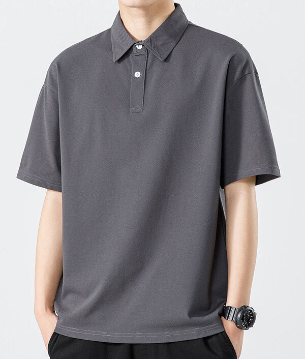 メンズ 香港スタイル 夏 ヘビーウェイト 抗菌 クールタッチ 無地 シンプル ポロシャツ 半袖